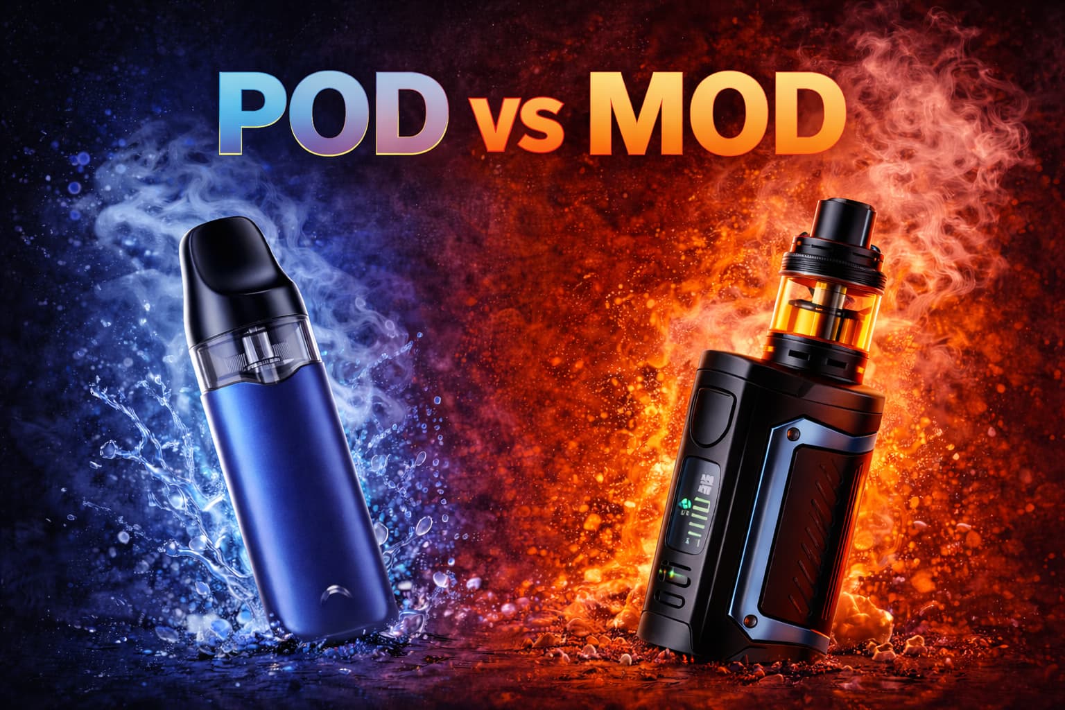 Comparativo visual entre um Pod System discreto e um Mod potente